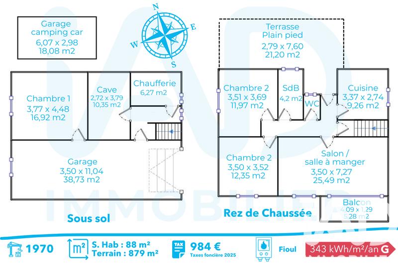 Maison - 88 m² - 5 pièces