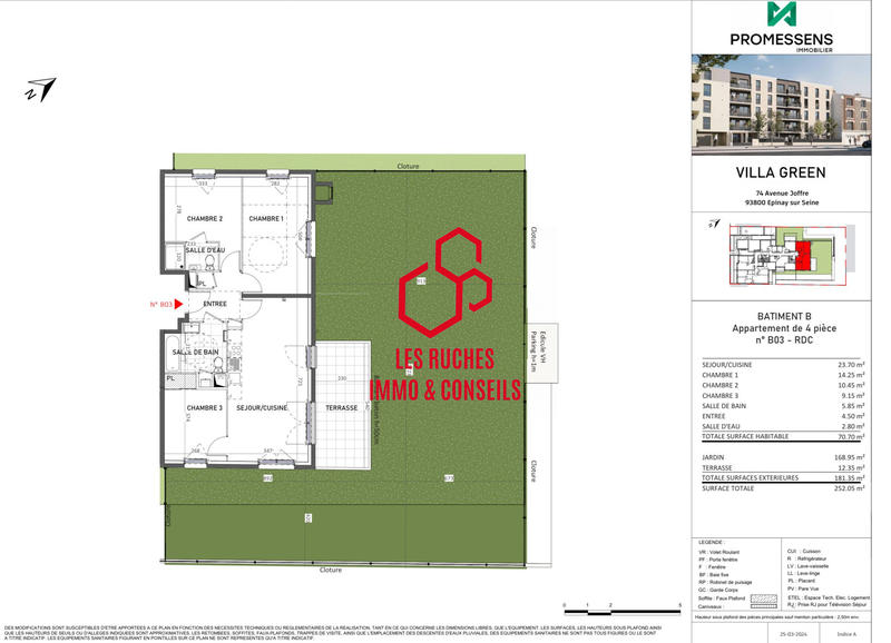 Appartement - 70 m² - 4 pièces