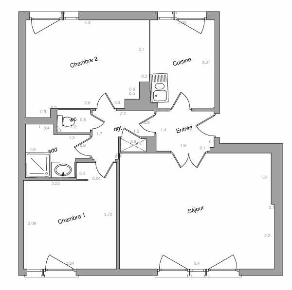 Appartement - 63 m² - 3 pièces