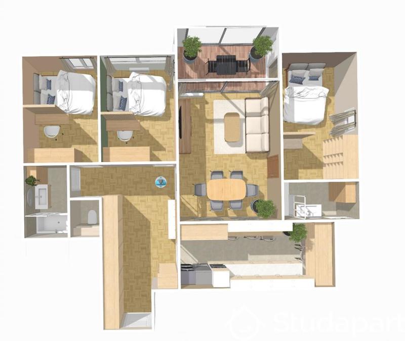 Chambre - 12 m² - 1 pièce