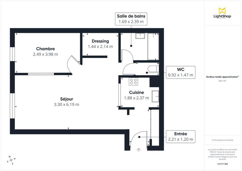 Appartement - 50 m² - 2 pièces