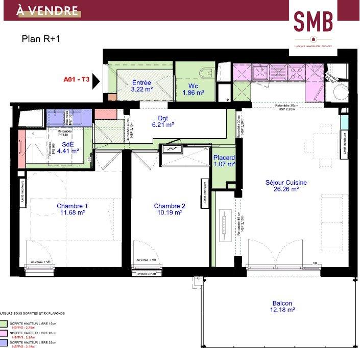 Appartement - 65 m² - 3 pièces