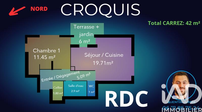 Appartement - 42 m² - 2 pièces