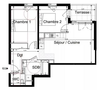 Appartement - 58 m² - 3 pièces