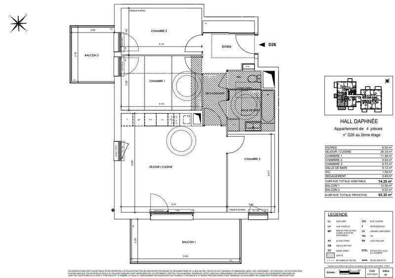 Appartement - 74 m² - 4 pièces