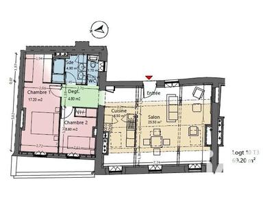 Appartement - 69 m² - 3 pièces