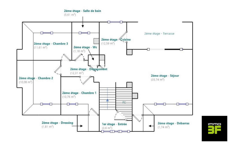 Appartement - 130 m² - 5 pièces