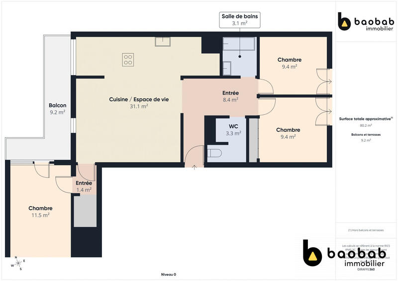 Appartement - 82 m² - 4 pièces