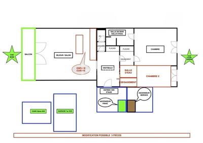 Appartement - 97 m² - 2 pièces