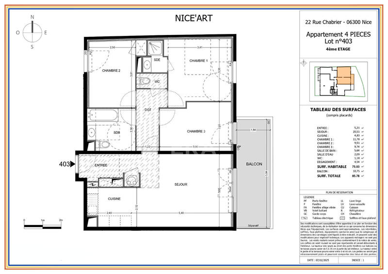 Appartement - 75 m² - 4 pièces