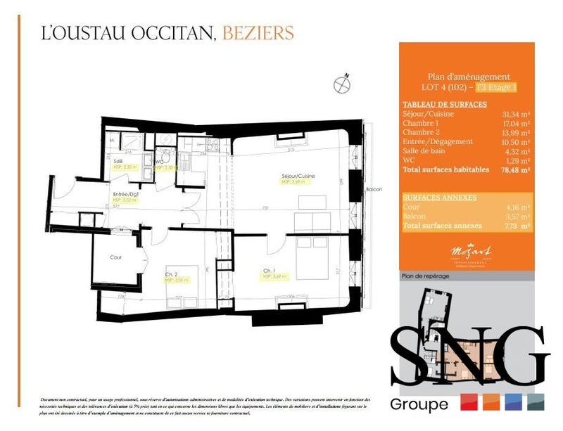 Appartement - 77 m² - 3 pièces