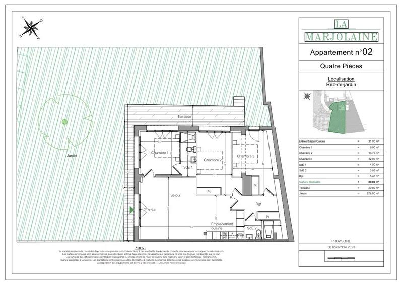 Appartement - 80 m² - 4 pièces