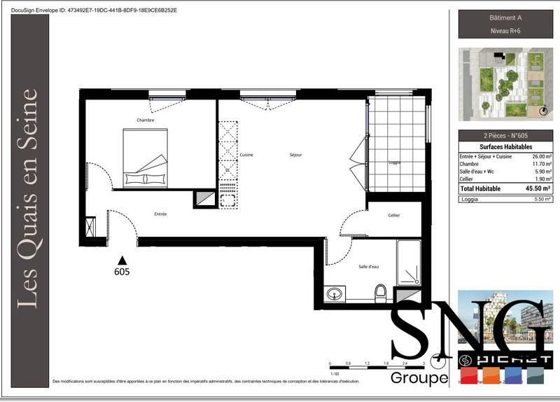 Appartement - 46 m² - 2 pièces