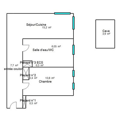 Appartement - 44 m² - 2 pièces