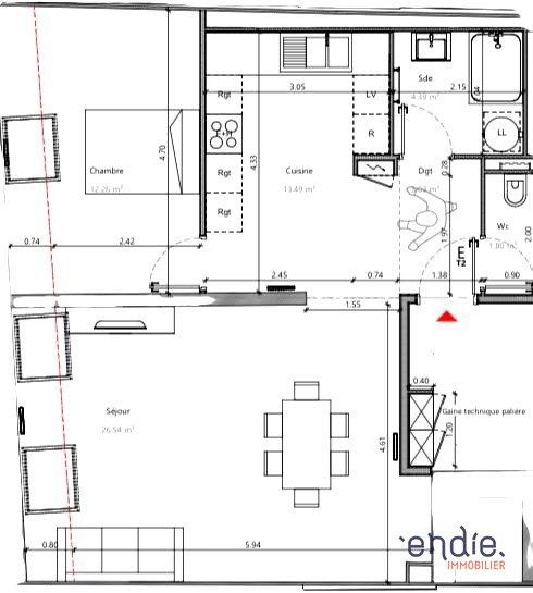 Appartement - 58 m² - 3 pièces