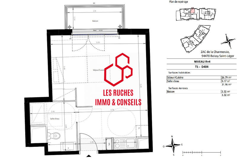 Appartement - 32 m² - 1 pièce