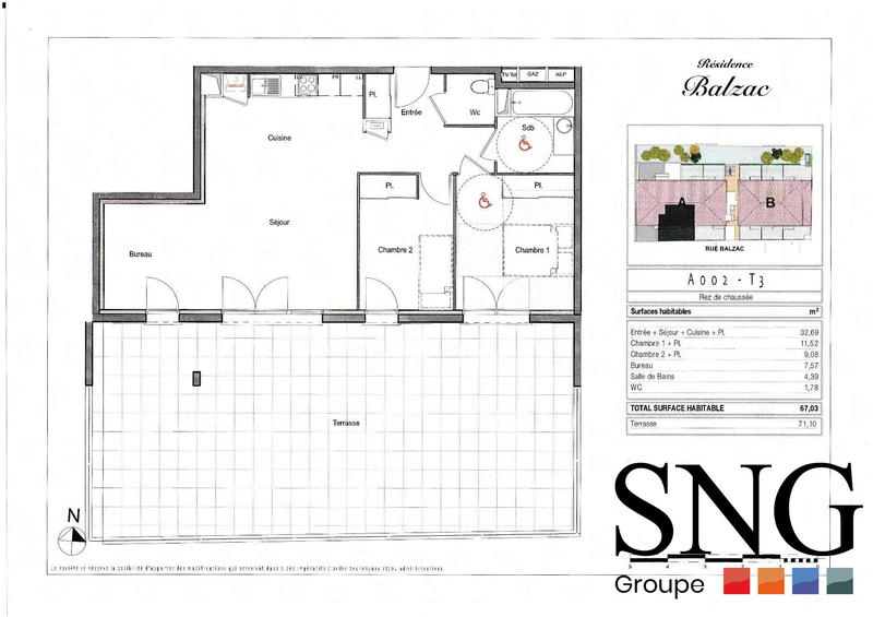 Appartement - 67 m² - 3 pièces