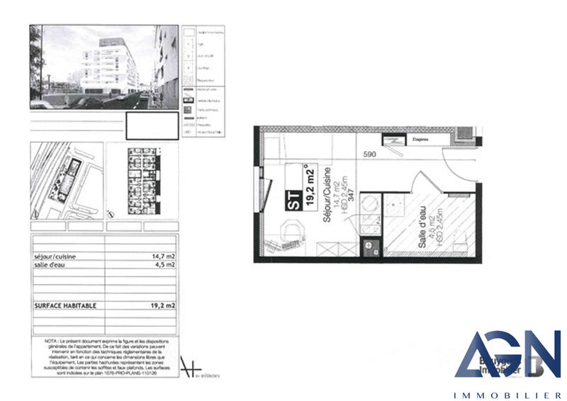 Appartement - 20 m² - 1 pièce