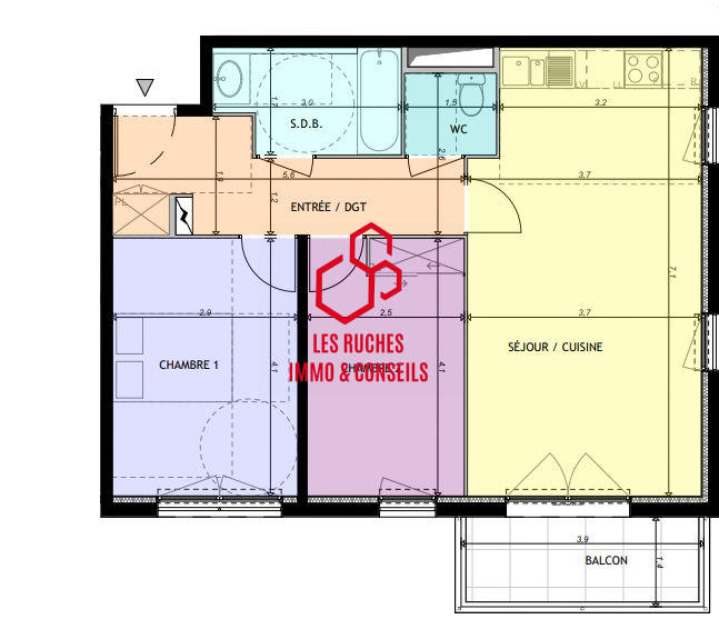 Appartement - 63 m² - 3 pièces