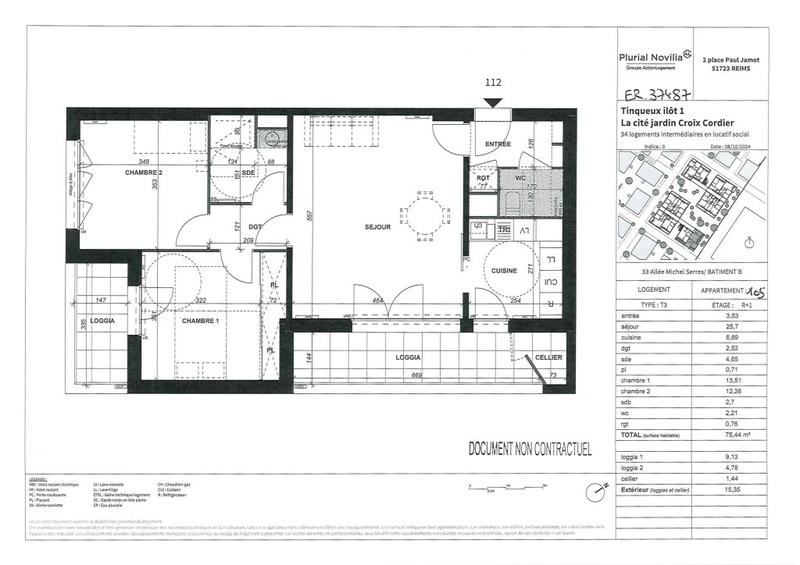 Appartement - 75 m² - 3 pièces