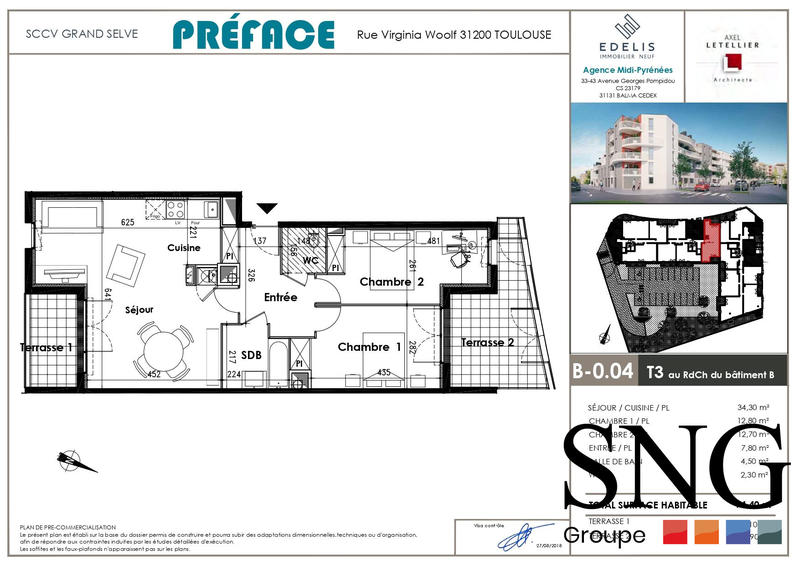 Appartement - 74 m² - 3 pièces
