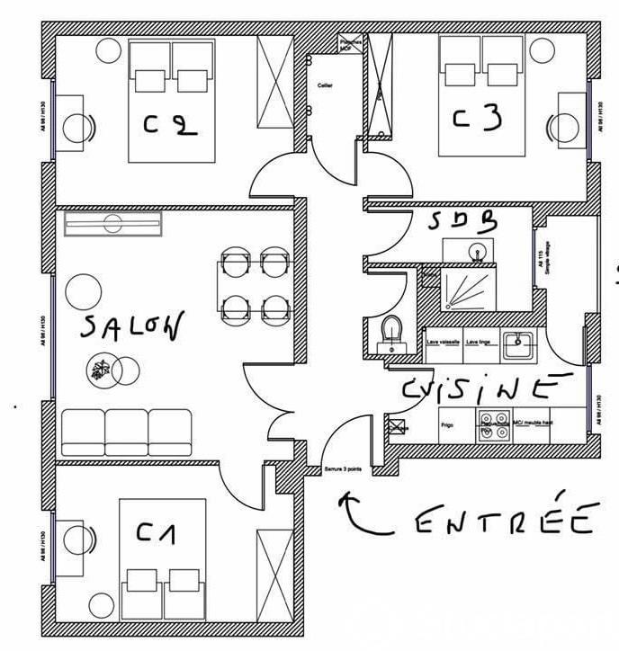 Chambre - 10 m² - 1 pièce
