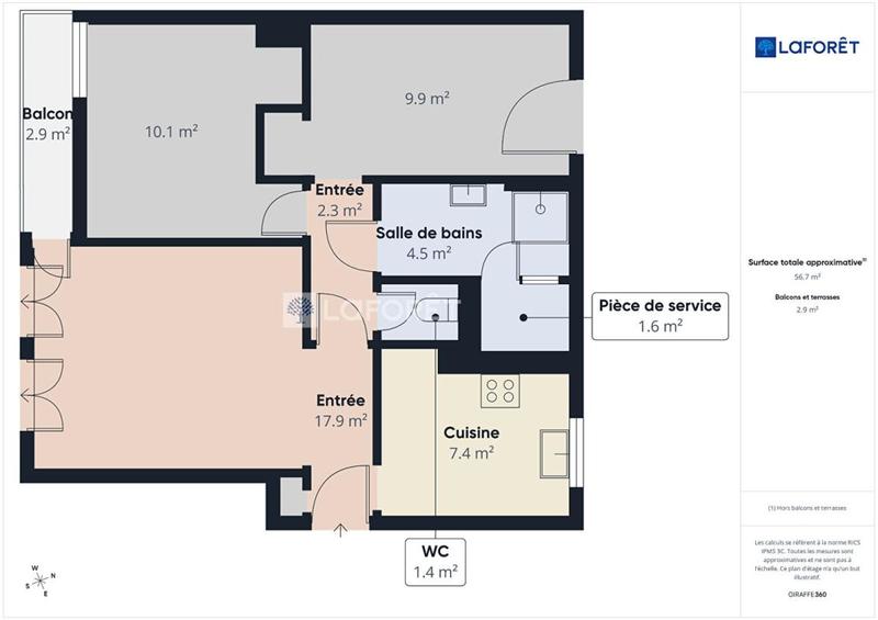 Appartement - 54 m² - 3 pièces