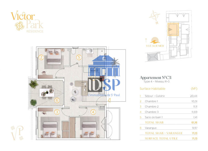 Appartement - 61 m² - 4 pièces