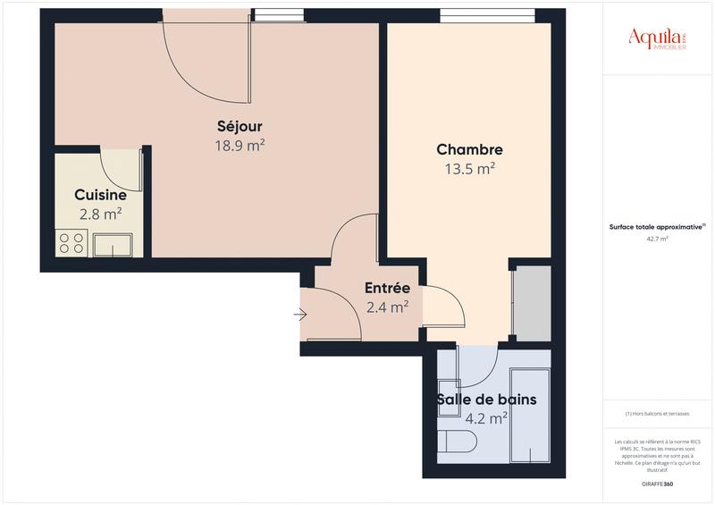 Appartement - 43 m² - 2 pièces