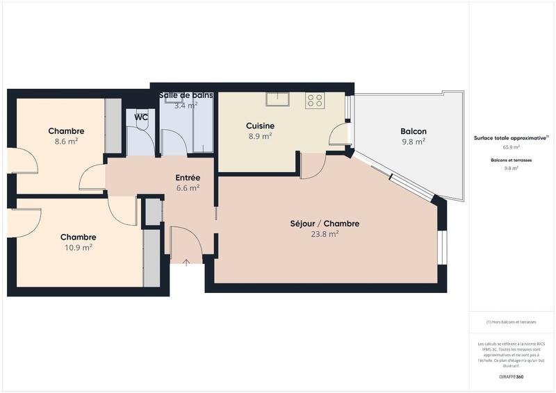 Appartement - 66 m² - 3 pièces