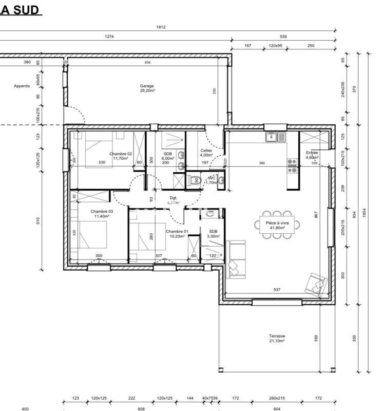 Pavillon - 100 m² - 4 pièces