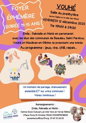 Foyer Ephémère soirée 11-15 ans