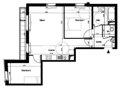 Appartement - 61 m² - 3 pièces