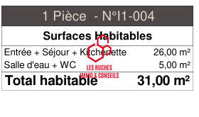 Appartement - 31 m² - 1 pièce