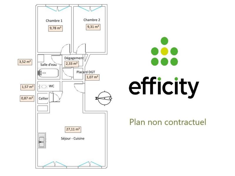 Appartement - 56 m² - 3 pièces