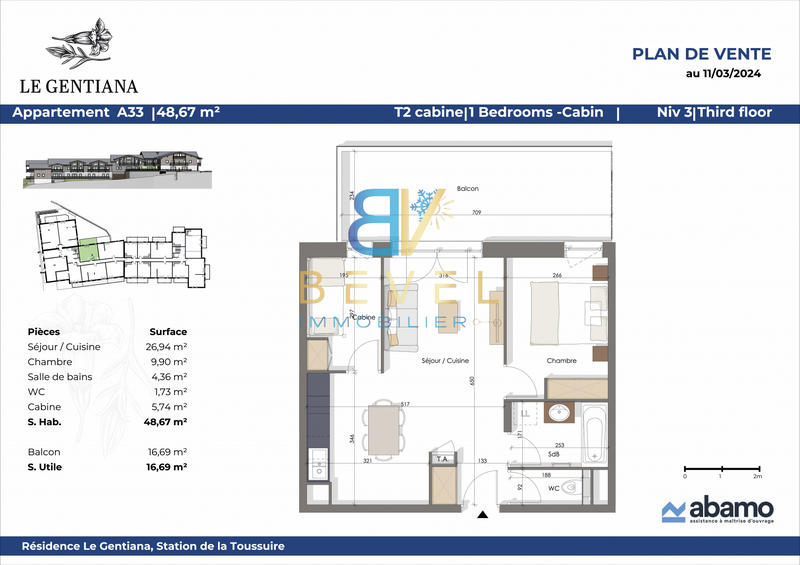 Appartement - 49 m² - 2 pièces