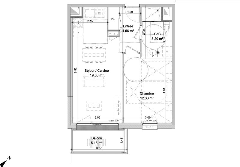 Appartement - 42 m² - 2 pièces
