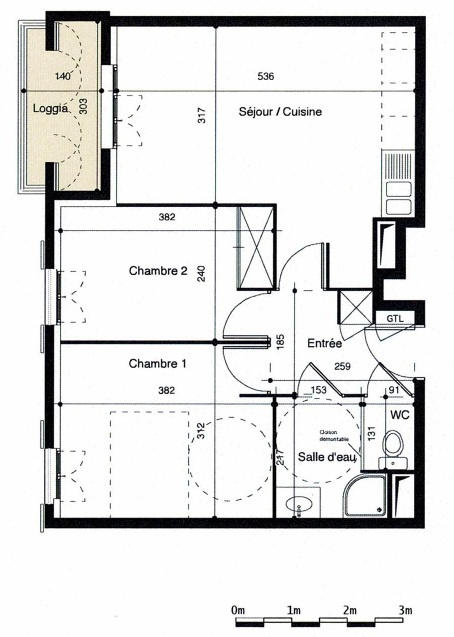 Appartement - 50 m² - 3 pièces