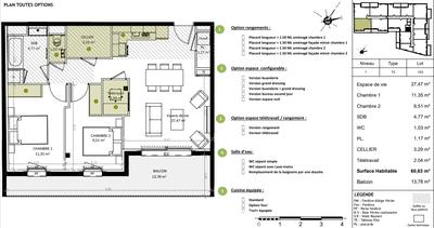 Appartement - 61 m² - 3 pièces