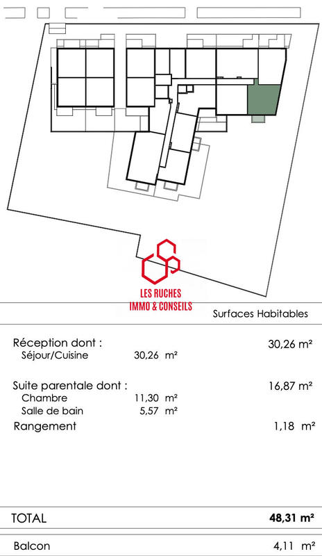 Appartement - 48 m² - 2 pièces