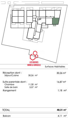 Appartement - 48 m² - 2 pièces