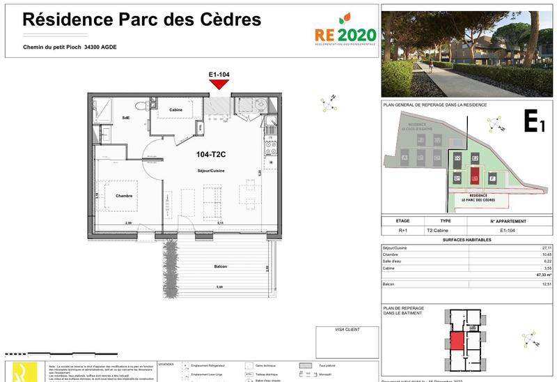 Appartement - 47 m² - 2 pièces