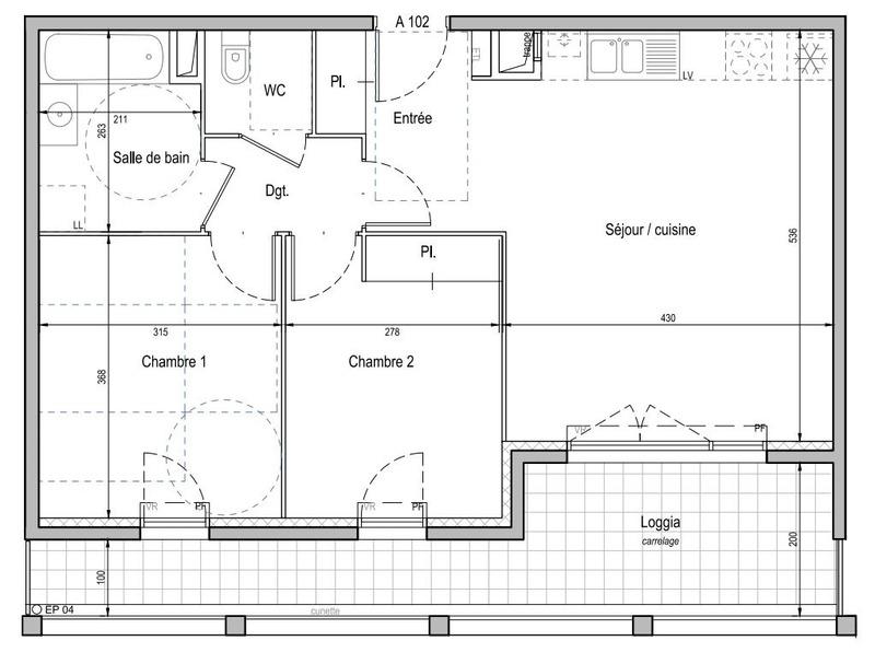 Appartement - 59 m² - 3 pièces