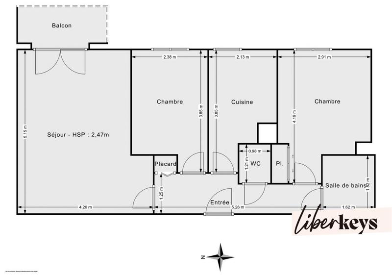 Appartement - 55 m² - 3 pièces