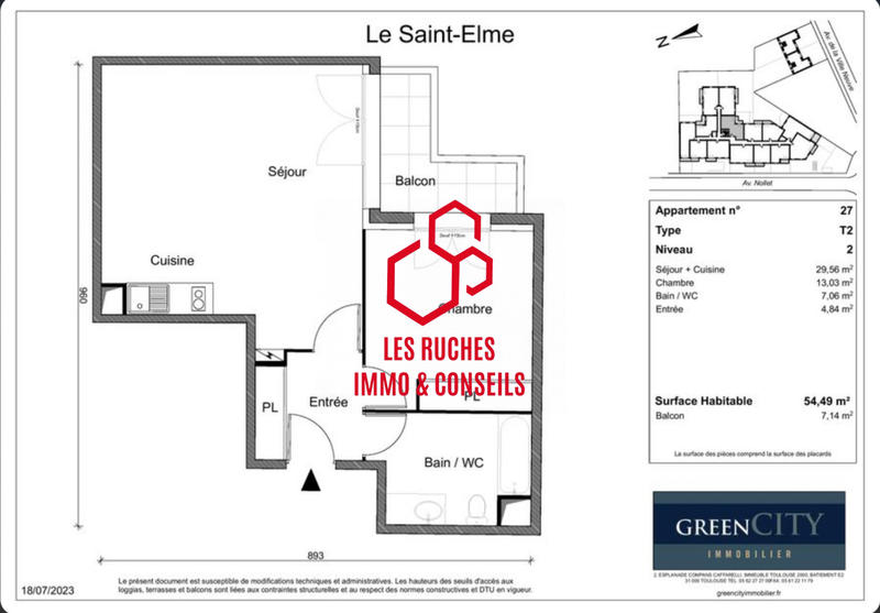 Appartement - 54 m² - 2 pièces