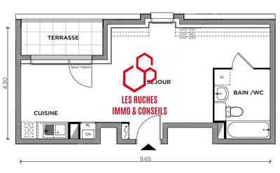 Appartement - 33 m² - 1 pièce