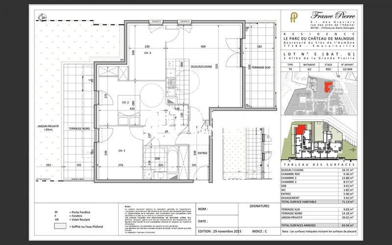 Appartement - 71 m² - 4 pièces