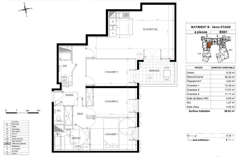 Appartement - 89 m² - 4 pièces