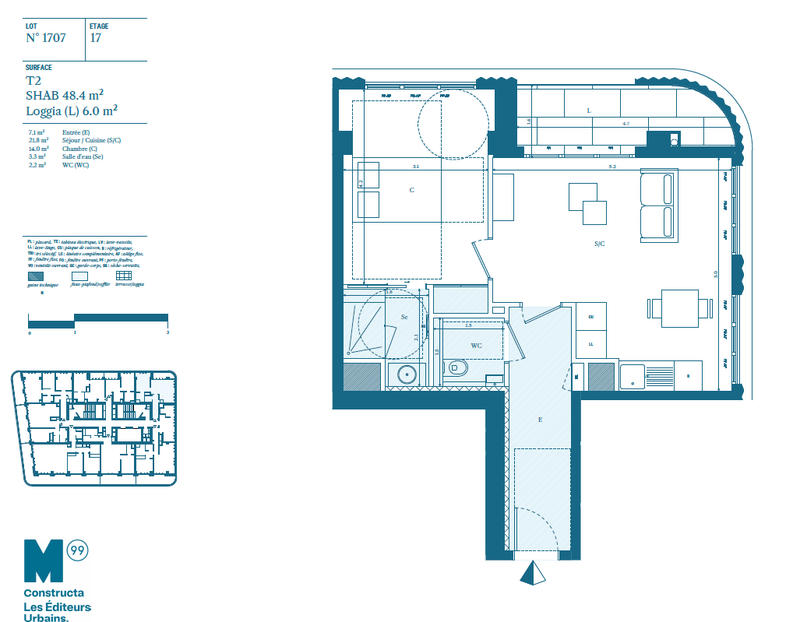 Appartement - 47 m² - 2 pièces