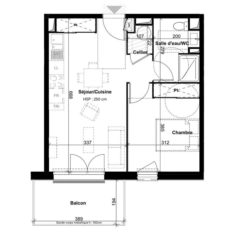 Appartement - 42 m² - 2 pièces